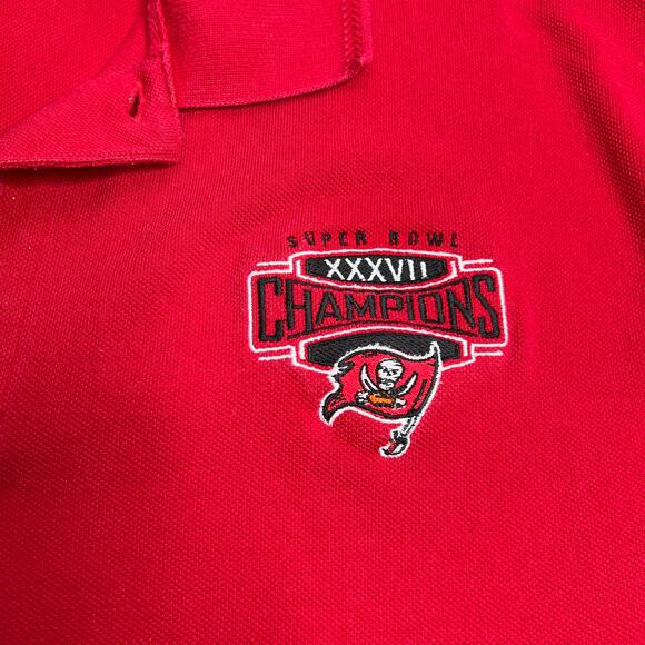Greg Norman Super Bowl XXXVII Tampa Bay Buccaneers Red Knit Polo Large - Picture 3 of 6